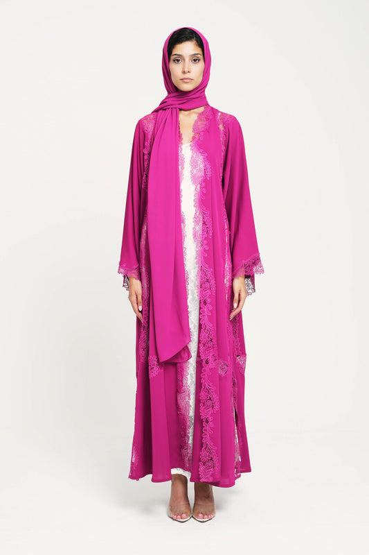 Fuchsia Lace Abaya