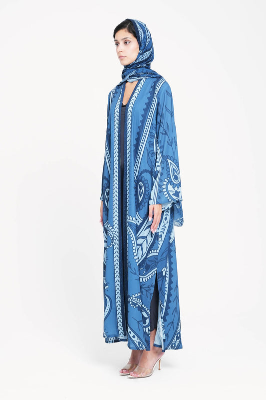 Denim Paisley Abaya